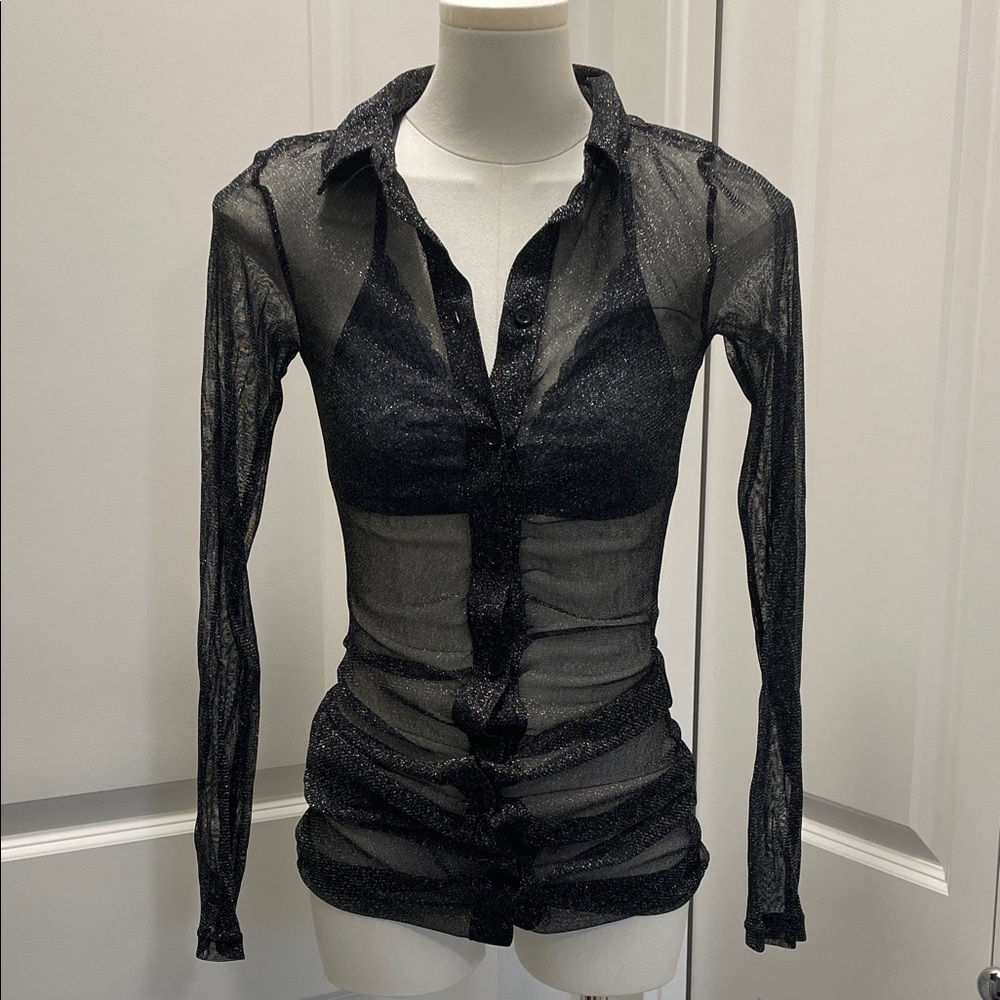 Sheer Black Long Sleeve Shirt